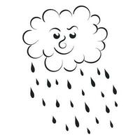 Rain cloud with raindrops line art design vector