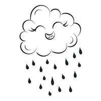 Rain cloud with raindrops line art design vector