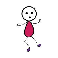 Hand Drawing Doodle Cartoon character Happy. Stick Figure Happy Jumping Celebrating vector