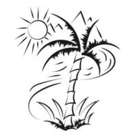 Beach scenery line illustration. Palm tree line drawing for print or use as poster, card, flyer or T Shirt vector