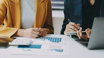 Audit concept,Administrator business man financial inspector and secretary making report calculating balance. Internal Revenue Service checking document. video