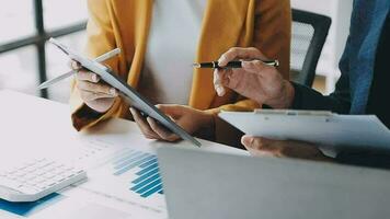 Audit concept,Administrator business man financial inspector and secretary making report calculating balance. Internal Revenue Service checking document. video