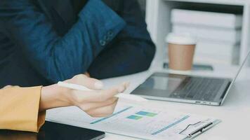 Audit concept,Administrator business man financial inspector and secretary making report calculating balance. Internal Revenue Service checking document. video
