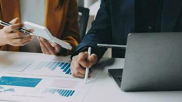 Audit concept,Administrator business man financial inspector and secretary making report calculating balance. Internal Revenue Service checking document. video