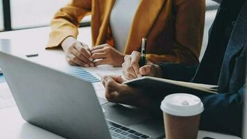 Audit concept,Administrator business man financial inspector and secretary making report calculating balance. Internal Revenue Service checking document. video