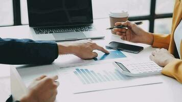 Audit concept,Administrator business man financial inspector and secretary making report calculating balance. Internal Revenue Service checking document. video