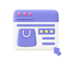 3d illustration icon of purple Shopping Review for UI UX web mobile apps social media ads design png