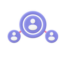 3d illustration icon of purple business network Relation for UI UX web mobile apps social media ads design png