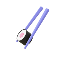 3d illustration icon of purple japanese food Sushi roll for UI UX web mobile apps social media ads design png
