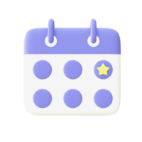 3d illustration icon of purple calendar for UI UX web mobile apps social media ads design png