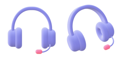 3d illustration icon of Simple purple Headphone for UI UX web mobile apps social media ads design png