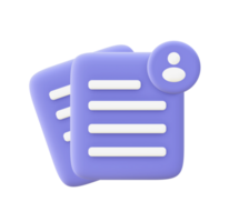 3d illustration icon of purple Working document File for UI UX web mobile apps social media ads design png