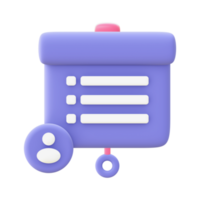 3d illustration icon of Simple purple working business presentation for UI UX web mobile apps social media ads design png