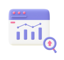 3d Illustration Symbol von lila Statistiken Bar Diagramm zum ui ux Netz Handy, Mobiltelefon Apps Sozial Medien Anzeigen Design png