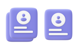 3d illustration icon of purple Personal document for UI UX web mobile apps social media ads design png