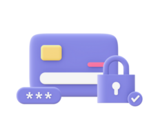 3d illustration icon of purple Secure and Save Money for UI UX web mobile apps social media ads design png