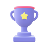 3d illustration icon of purple Trophy Cup for UI UX web mobile apps social media ads design png