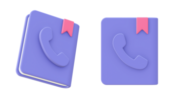 3d ilustración icono de púrpura teléfono libro para ui ux web móvil aplicaciones social medios de comunicación anuncios diseño png