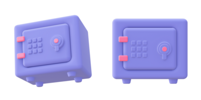 3d illustration icon of purple Safe Deposit Box for UI UX web mobile apps social media ads design png