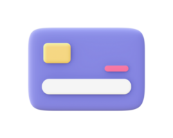 3d illustration icon of Simple purple Credit Card for UI UX web mobile apps social media ads design png