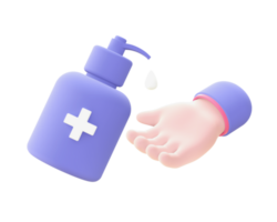 3d illustration icon of purple washing hand for UI UX web mobile apps social media ads design png