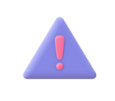 3d illustration icon of purple Warning attention sign for UI UX web mobile apps social media ads design png