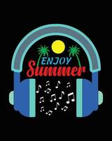 Hello Summer, Enjoy Summer, Summer Vibes, Enjoy Summer Music T-shirt Design, Vector Art Design, Illustration T-shirt Design