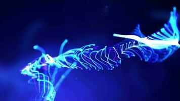 coloré futuriste numérique en volant vague particules les flux en mouvement sur abstrait Contexte animation video