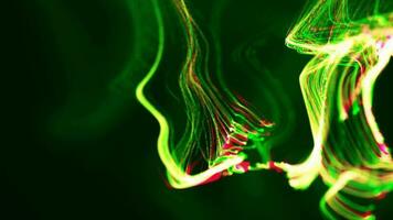 colorida futurista digital vôo onda partículas fluxos comovente em abstrato fundo animação video