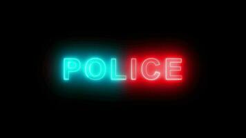 naadloos looping animatie van rood en blauw Politie tekst Aan zwart achtergrond. video