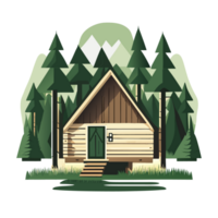 wooden cabin and mountain. Print design for t shirt png