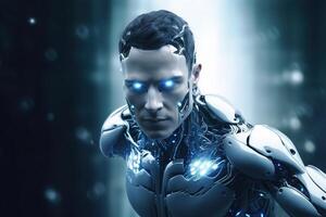 The robotic half the human smart tech intelligence. photo