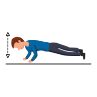 un chico haciendo empujar arriba ejercicio, hombres rutina de ejercicio aptitud física, aerobio y ejercicios. png