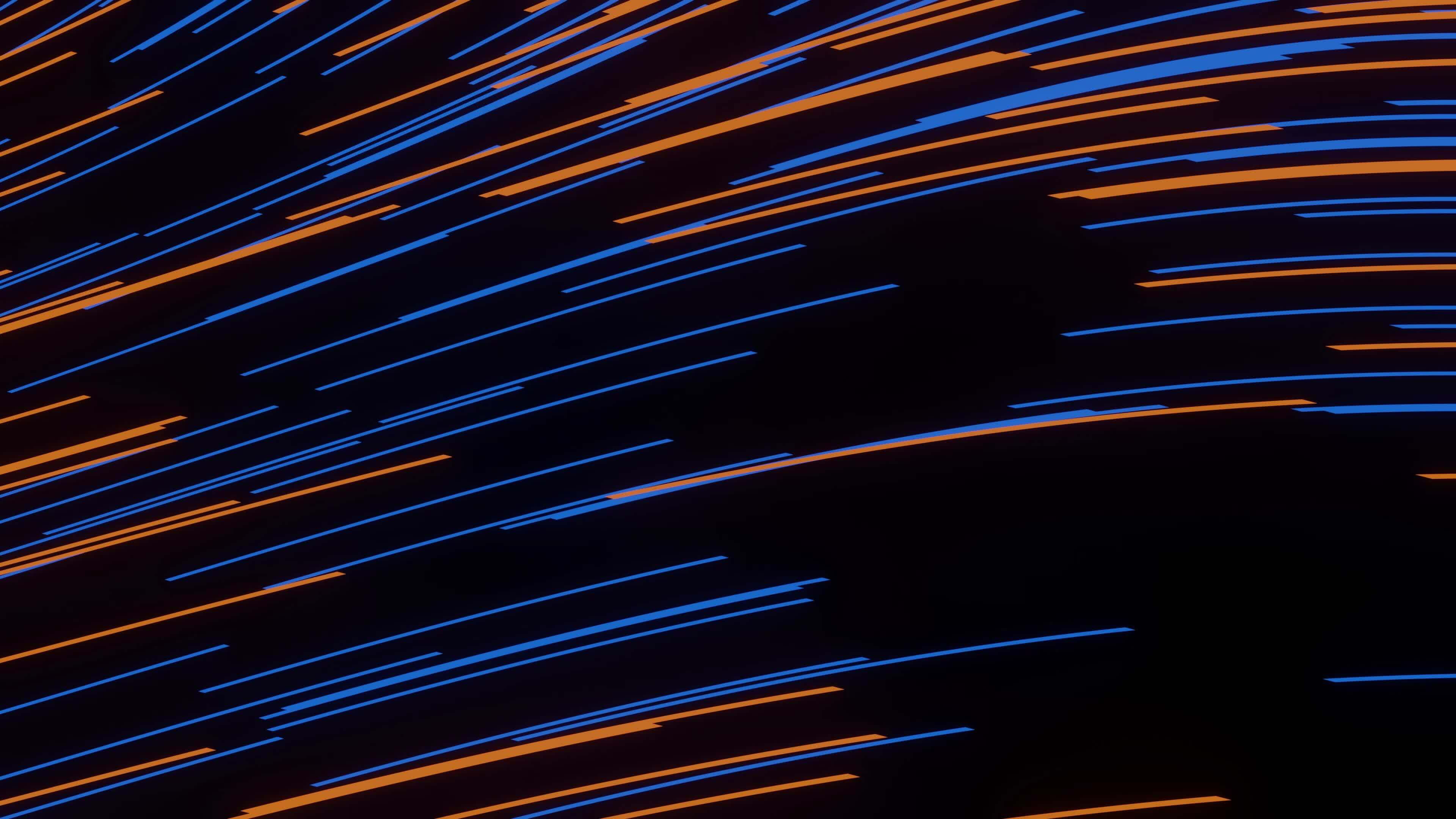 Orange and blue line moving fast over dark background. 25019636 Stock