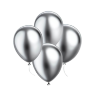 comemoro prata balão, feliz aniversário e Novo ano ai generativo png