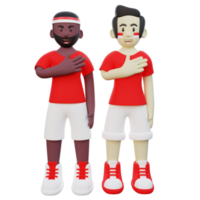 3d Illustration of 2 Indonesian Guy Doing Salute with Hand on Chest png