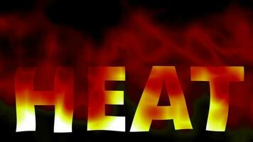 Wort Hitze schmelzen abstrakt animiert Feuer Hintergrund rot Orange Flammen abstrakt Feuer Bewegung auf schwarz zeigt an Hitze und heiß mögen Hölle Temperatur zum Zündung und Verbrennung gefährlich im warm lodernd Farben video