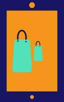 Shopping bags in smartphone. vector