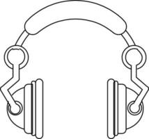 Isolated headphone in black line art. vector