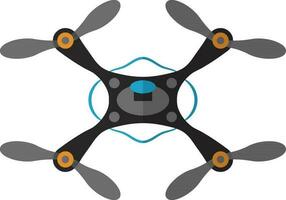 Grey and orange drone camera. vector