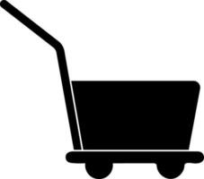 Flat style blank shopping cart made by black color. vector