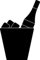 black and white ice bucket with drinking bottle. vector