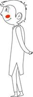 Isolated line art character of boy in standing pose. vector