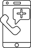 Hospital Call in Smartphone Icon. Line Art Sign or Symbol. vector