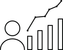 Man with bar graph on white background. vector