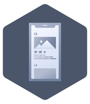 Smartphone Icon On Hexagonal Shape. vector