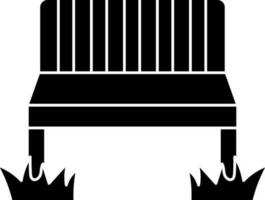 Flat Style Bench on Grass Icon in black and white Color. vector