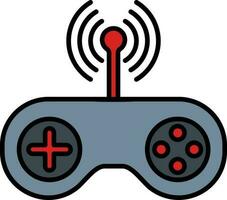 Wifi Joystick Or Gamepad Icon In Gray And Red Color. vector