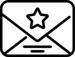 Star mail icon in thin line art. vector