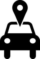 Online pathfinder, Map pointer with car in black and white color. vector